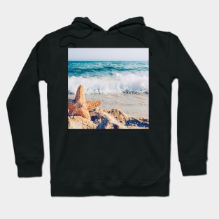 Starfish Resting with  Sea View Hoodie